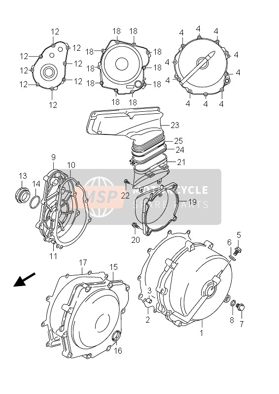 Suzuki AN650A BURGMAN EXECUTIVE 2012 Crankcase Cover for a 2012 Suzuki AN650A BURGMAN EXECUTIVE